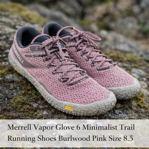 Merrell Vapor Glove 6 Minimalist Trail Running Shoes Burlwood Pink Size 8.5